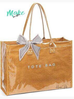 Large PVC Tote Bag for Work Travel, Clear Plastic Shoulder Hobo Handbag